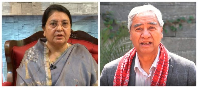 समयमै चुनाव गराउन प्रधानमन्त्री देउवालाई राष्ट्रपतिको आग्रह
