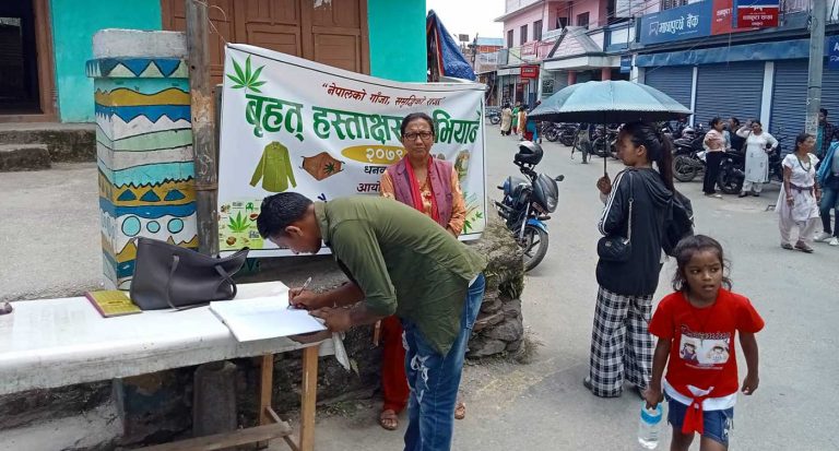 गाँजा खेतीलाई वैधानिकता दिन माग गर्दै हस्ताक्षर अभियान सुरु