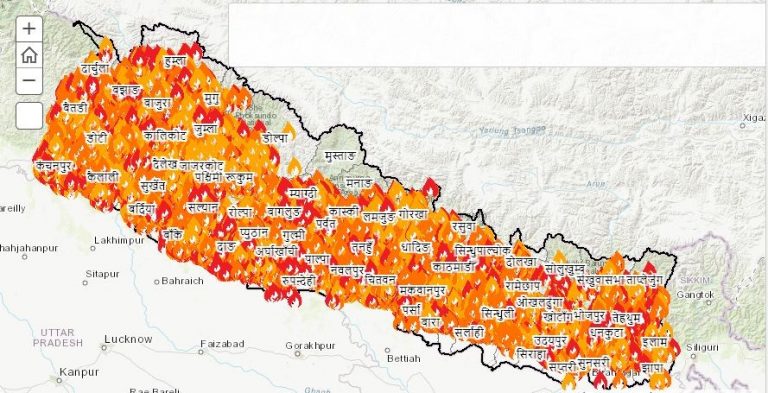 देशका ३१ जिल्लाका ६४ ठाउँमा डढेलो