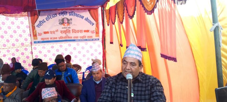सहिद तिवारीको स्मृतिमा भजन प्रतियोगिता: बुबाको सपना पुरा गर्छु- नगरप्रमुख तिवारी